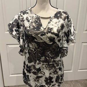 Philosophy Black and White Floral Blouse